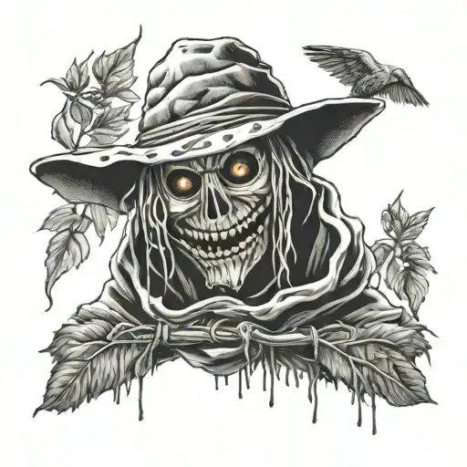 scarecrow wearing a hoodie tattooing tattoo design idea