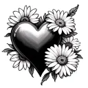 2 hearts with 1 daisy tattoo design idea