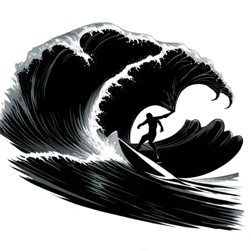 Barrel Wave surfer riding a wave tattoo design idea