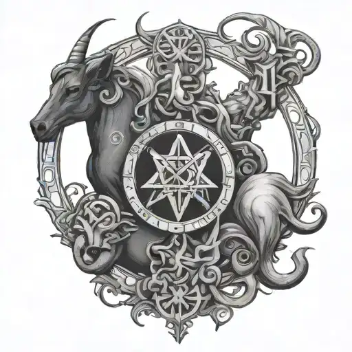 Capricorn, libra, and gemini zodiac sign tattoo design idea