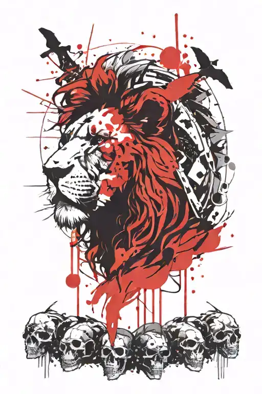 Sky skull lion tattoo design idea