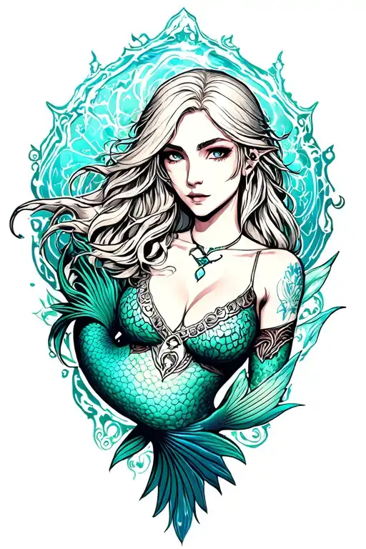 Witcher 3 siren mermaid tattoo design idea