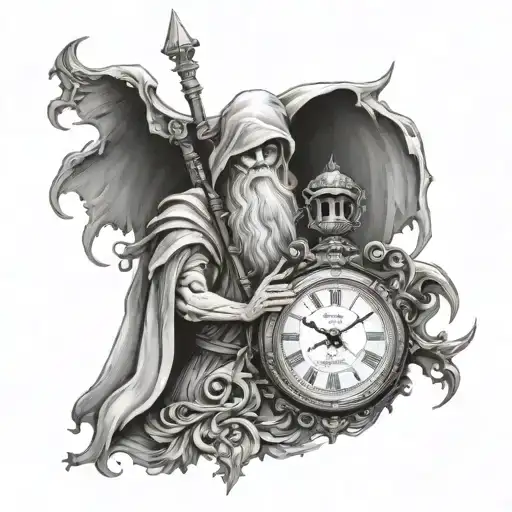 Father Time and reaper tattoo design idea