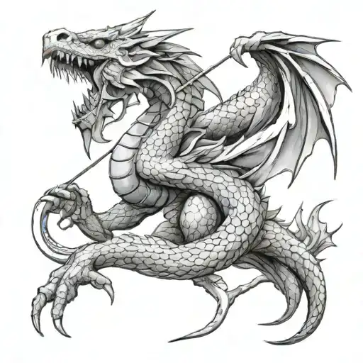 Dragon and Arrows tattoo design idea