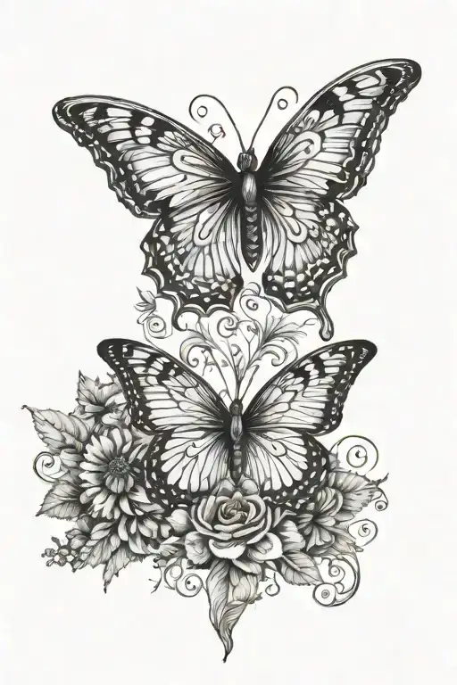 Everything happens for a reason and butterfly motives down the spine tattoo design idea