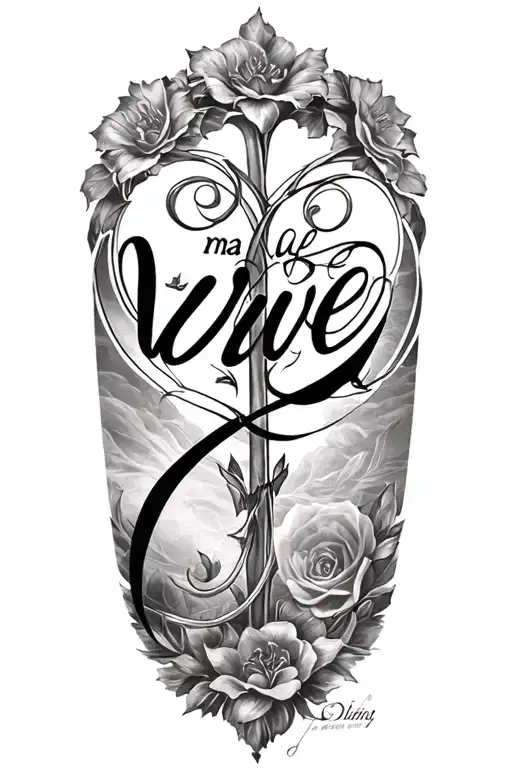 Loyalty symbol ma vie" elegantly written tattoo design idea