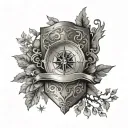 smile, shield, family tree, compass, dreams tattoo design idea
