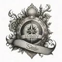 smile, shield, family tree, compass, dreams tattoo design idea