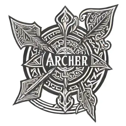 Tribal Arrow With the name archer  tattoo design idea