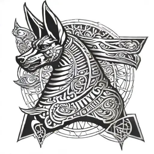 anubis egiptian god tattoo design idea