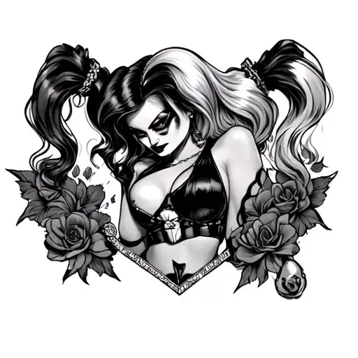 Sexy Harley Quinn inspired tattoo tattoo design idea