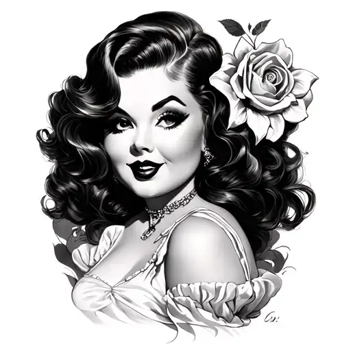 Chubby Pin Up Girl tattoo design idea