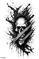 dark abstract, expressive blackwork, raw brush strokes saying bite the bullet tattoo design idea