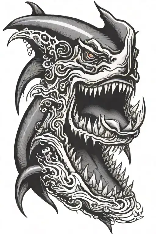 demon shark tattoo design idea