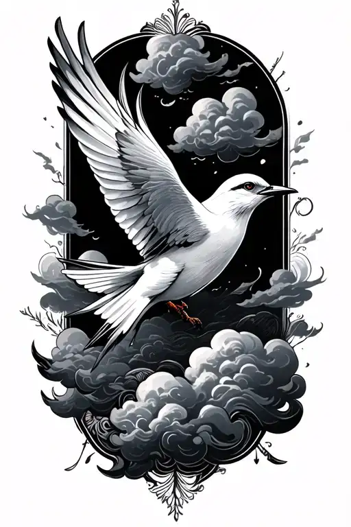 swift bird and clouds surrounding tattoo design idea