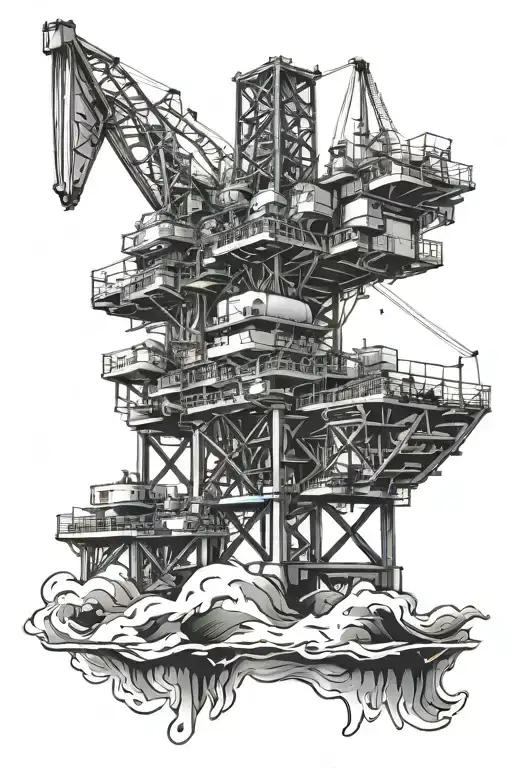 offshore oil platform tattoo design idea