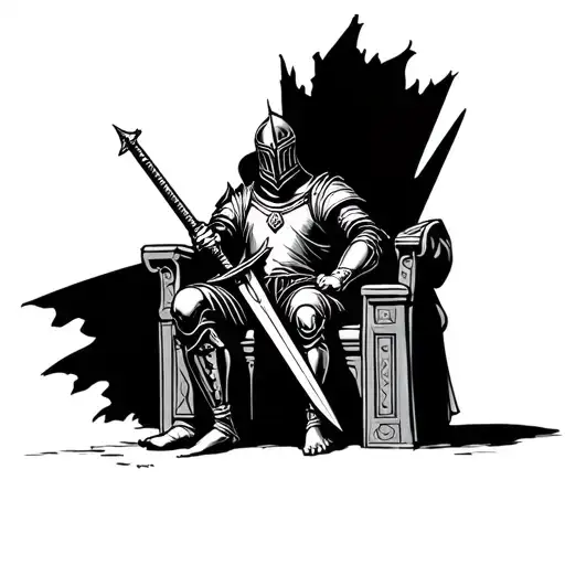 knight on throne holding a sword tattoo design idea