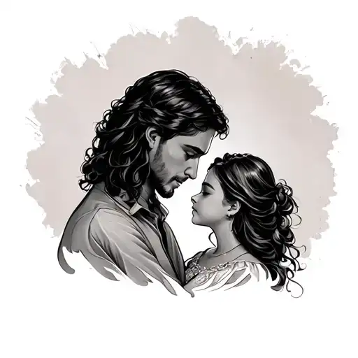 Father Daughter tattoo design idea
