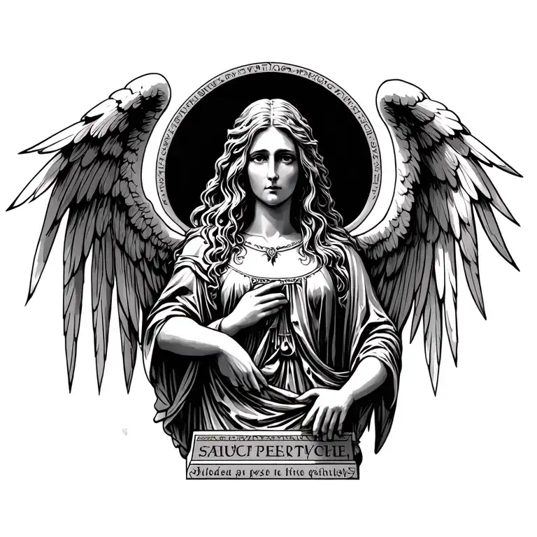 gothic angel cemetery headstone tattoo design idea