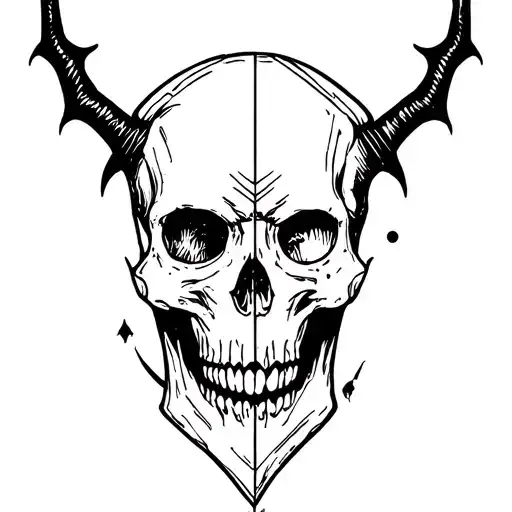 skull devil depression tattoo design idea