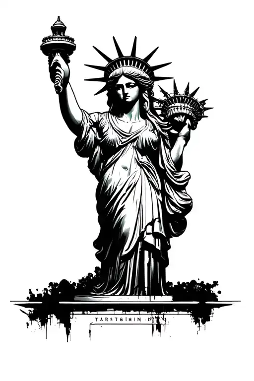 sexy lady liberty tattoo design idea