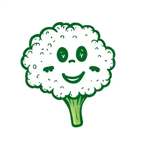 totally green broccoli with kind and happy face that demonstrates its peacefulness  tattoo design idea