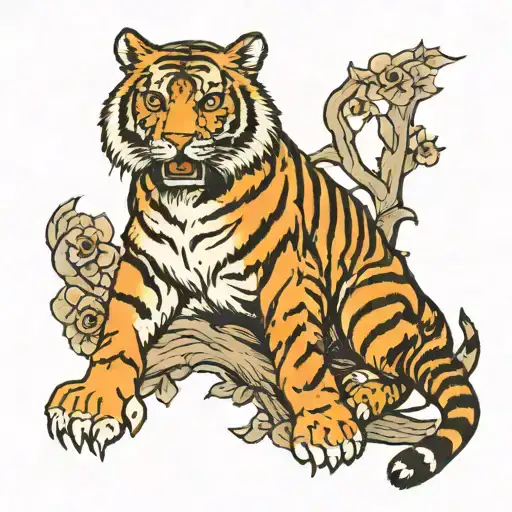 Tiger full body on the three crosses tattoo design idea