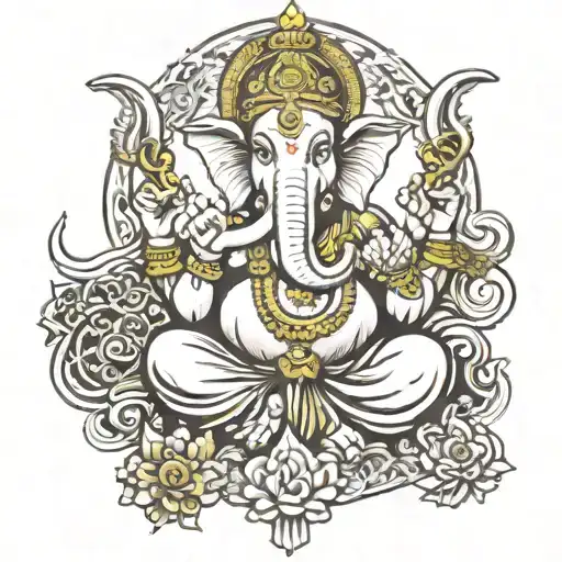 lord ganesha killing demon tattoo design idea