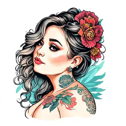 Chubby girl tatto cury tattoo design idea