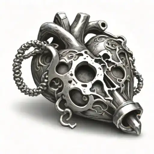 human heart lock and key tattoo design idea
