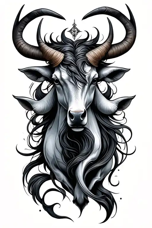 combined taurus and aquarius zodiac sign intertwined tattoo design idea