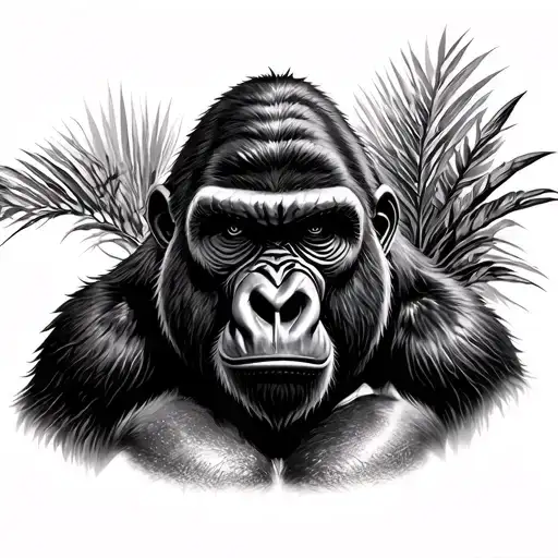 silver back gorilla face coming out of chest tattoo design idea
