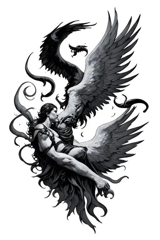 battle between heaven and hell tattoo design idea