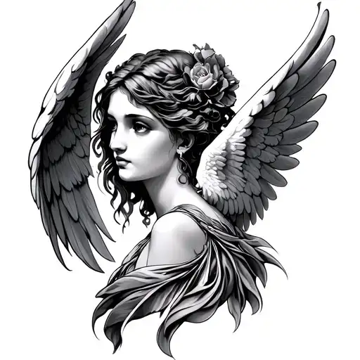 angel side neck tattoo tattoo design idea