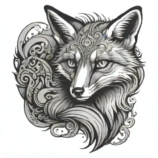 fox with lots of eyes tattoo design idea