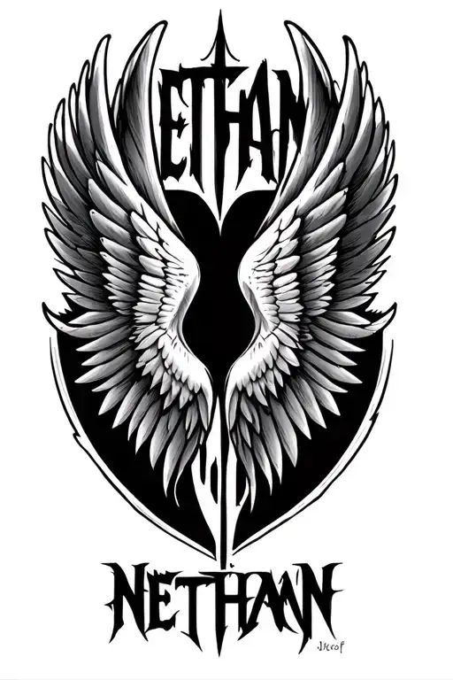 "NETHAN" wings tattoo design idea