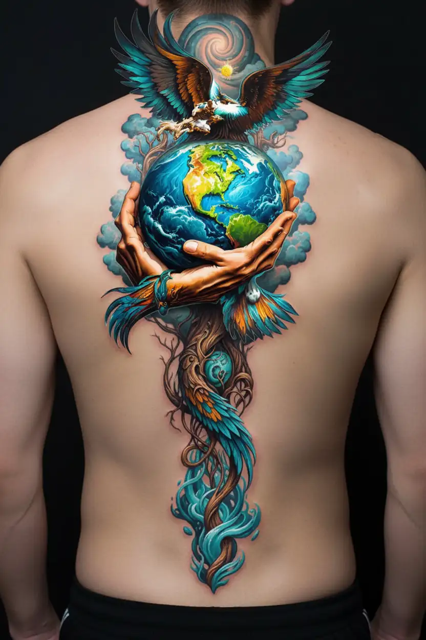 atlas holding world tattoo design idea