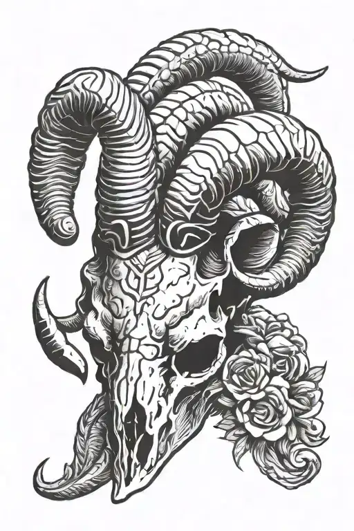 small Aries ram skull and horns for knuckle tattoo design idea