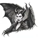 maleficent horns wings spread tattoo design idea
