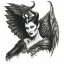 maleficent horns wings spread tattoo design idea