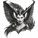 maleficent horns wings spread tattoo design idea