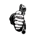 gangster with pistol pointing tattoo design idea