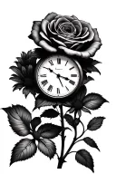 rose daisy clock tattoo design idea