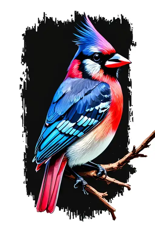 cardinal, blue jay, redwing black bird tattoo design idea
