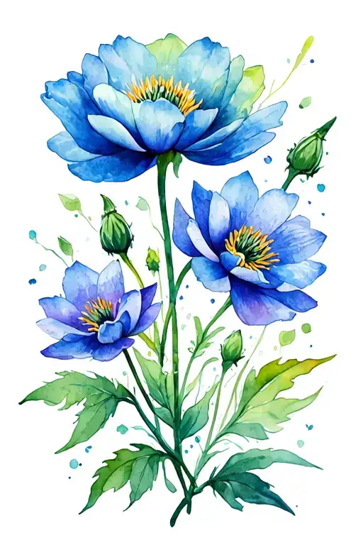 Cosmos poppy jonquil larkspur water lilly carnation tattoo design idea