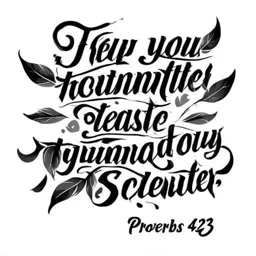 tattoo design with bible verse from proverbs 4:23 tattoo design idea