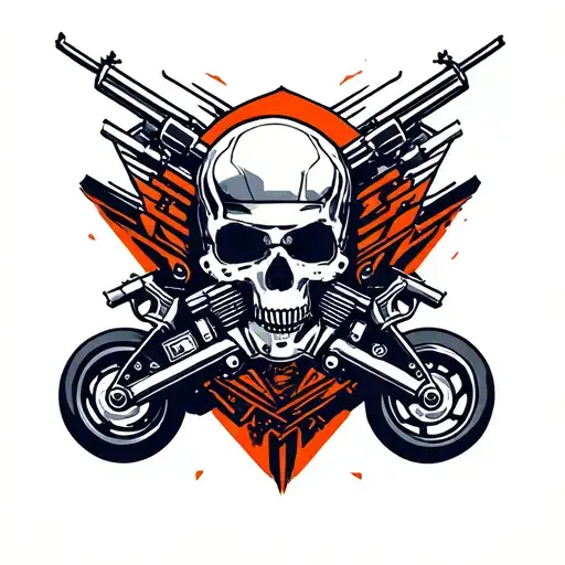 dad memorial  guns, motorcycles, hot rods and damily tattoo design idea