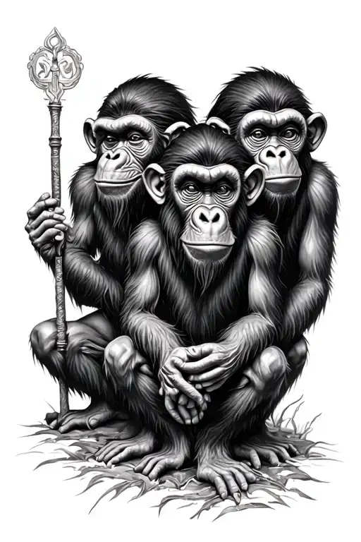 3 wise monkeys tattoo design idea