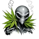 Alien Smoking Weed tattoo design idea