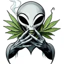Alien Smoking Weed tattoo design idea